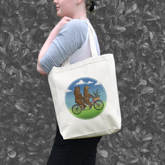 Bears on a Bike Tote Bag - Seattle Sundries -  